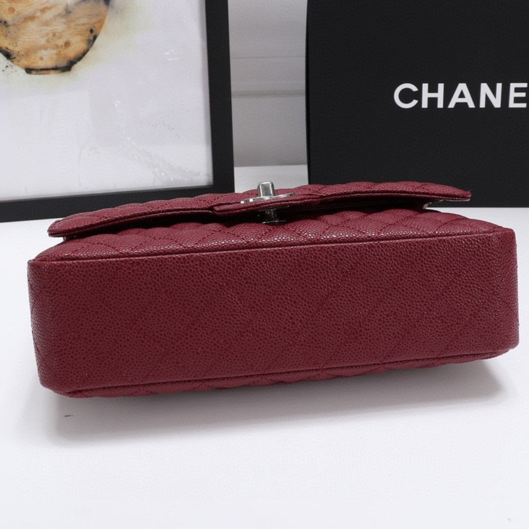 CHN Classic Bag Wine details with silver 25cm