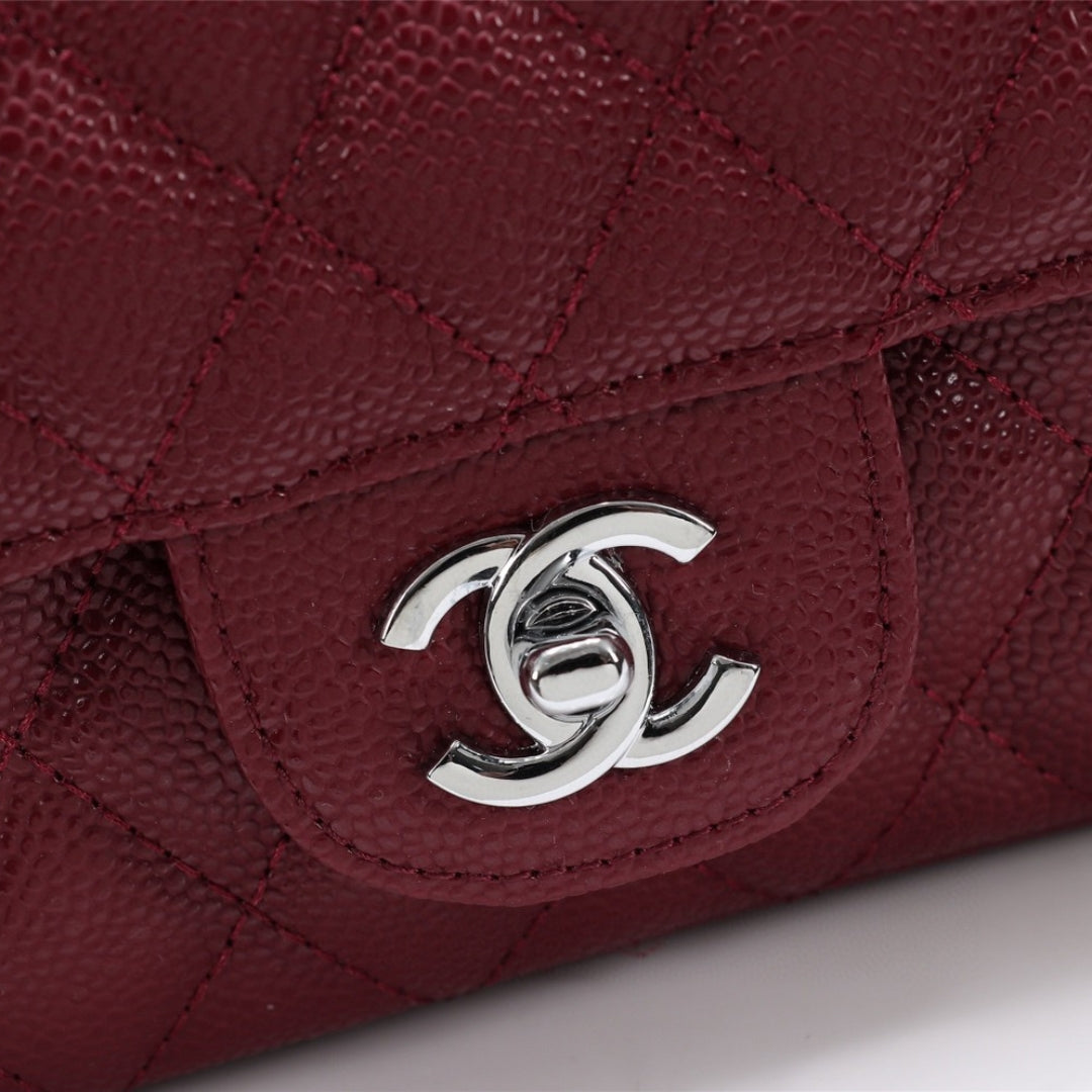 CHN Classic Bag Wine details with silver 25cm