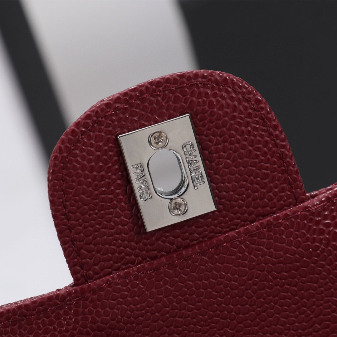 CHN Classic Bag Wine details with silver 25cm