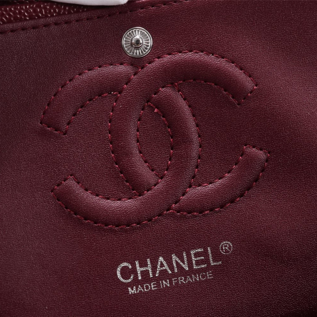 CHN Classic Bag Wine details with silver 25cm