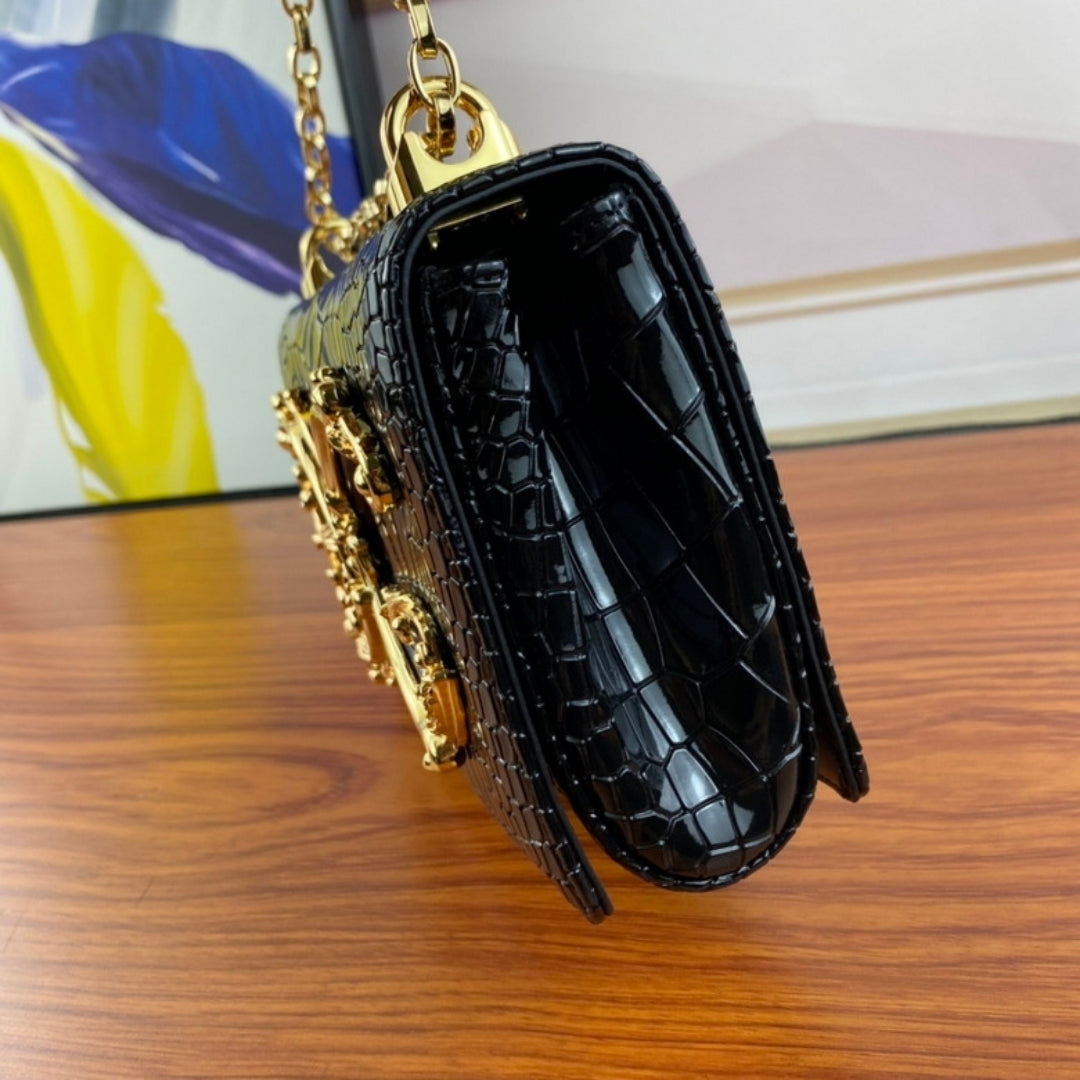 DG Girls Black Crossbody Bag with Details 21cm