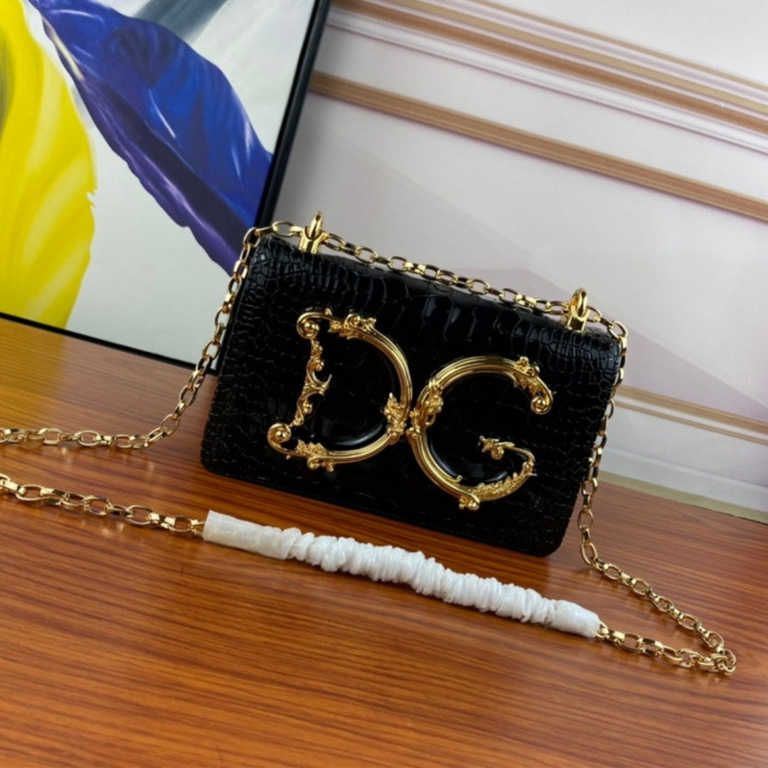 DG Girls Black Crossbody Bag with Details 21cm