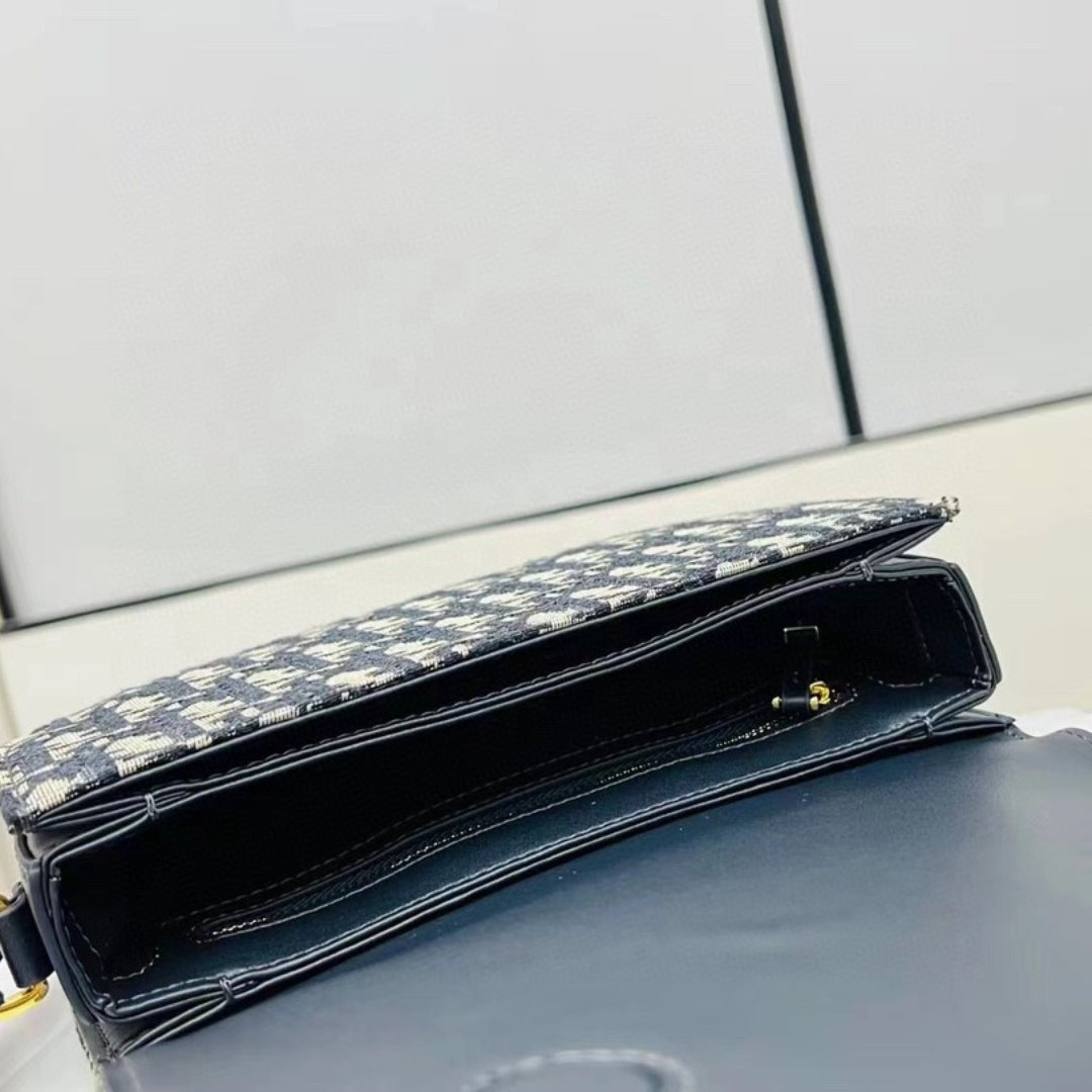 Dio Signature Canvas Oblique Blue Bag 19cm