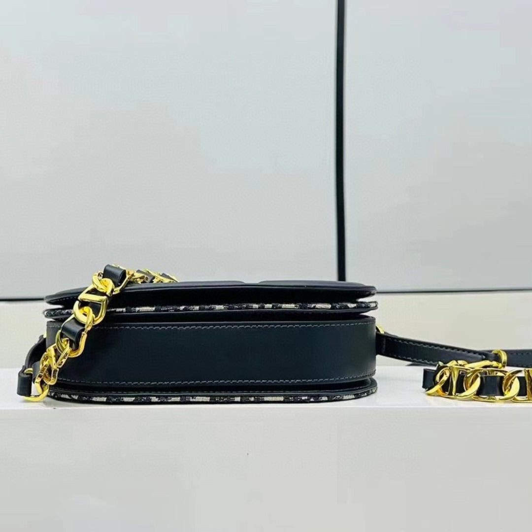 Dio Signature Canvas Oblique Blue Bag 19cm