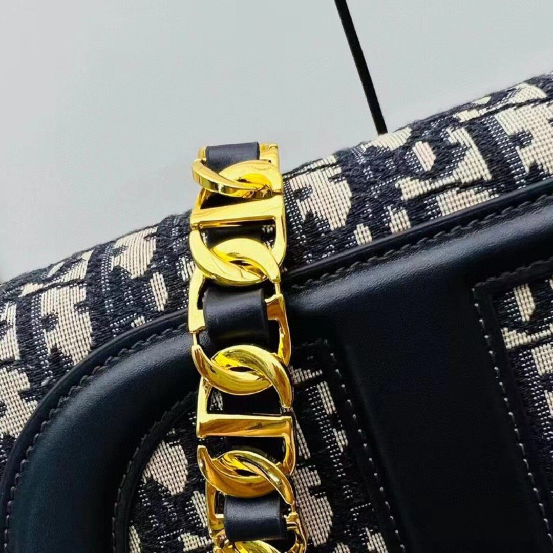 Dio Signature Canvas Oblique Blue Bag 19cm