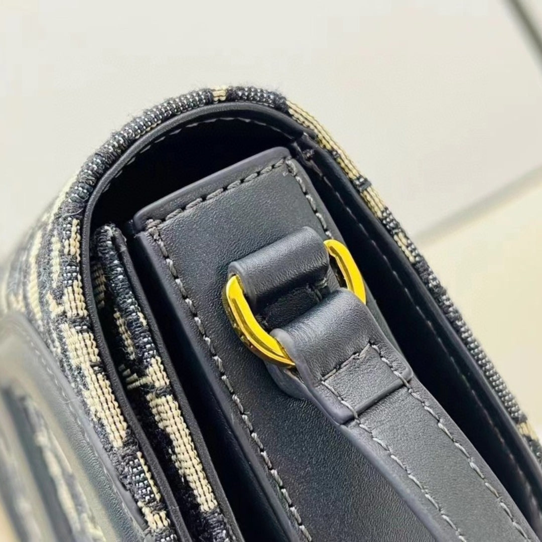 Dio Signature Canvas Oblique Blue Bag 19cm