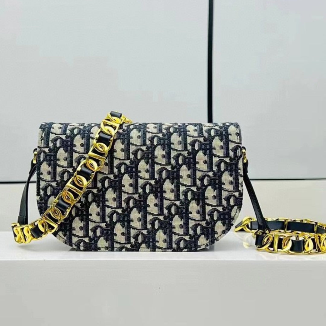 Dio Signature Canvas Oblique Blue Bag 19cm