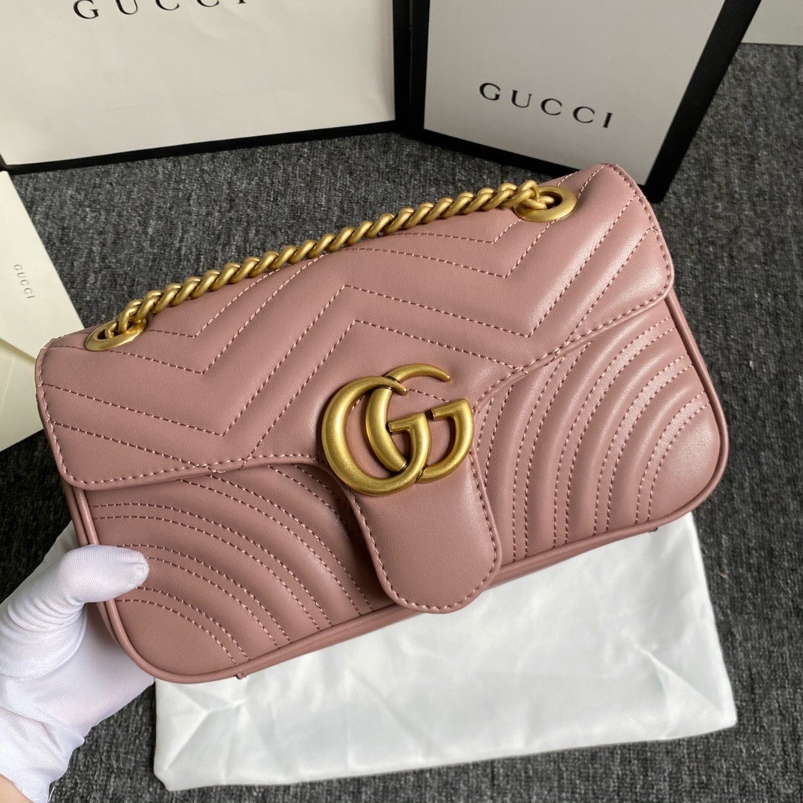 GG Marmont Small Dusty Pink Bag 26cm