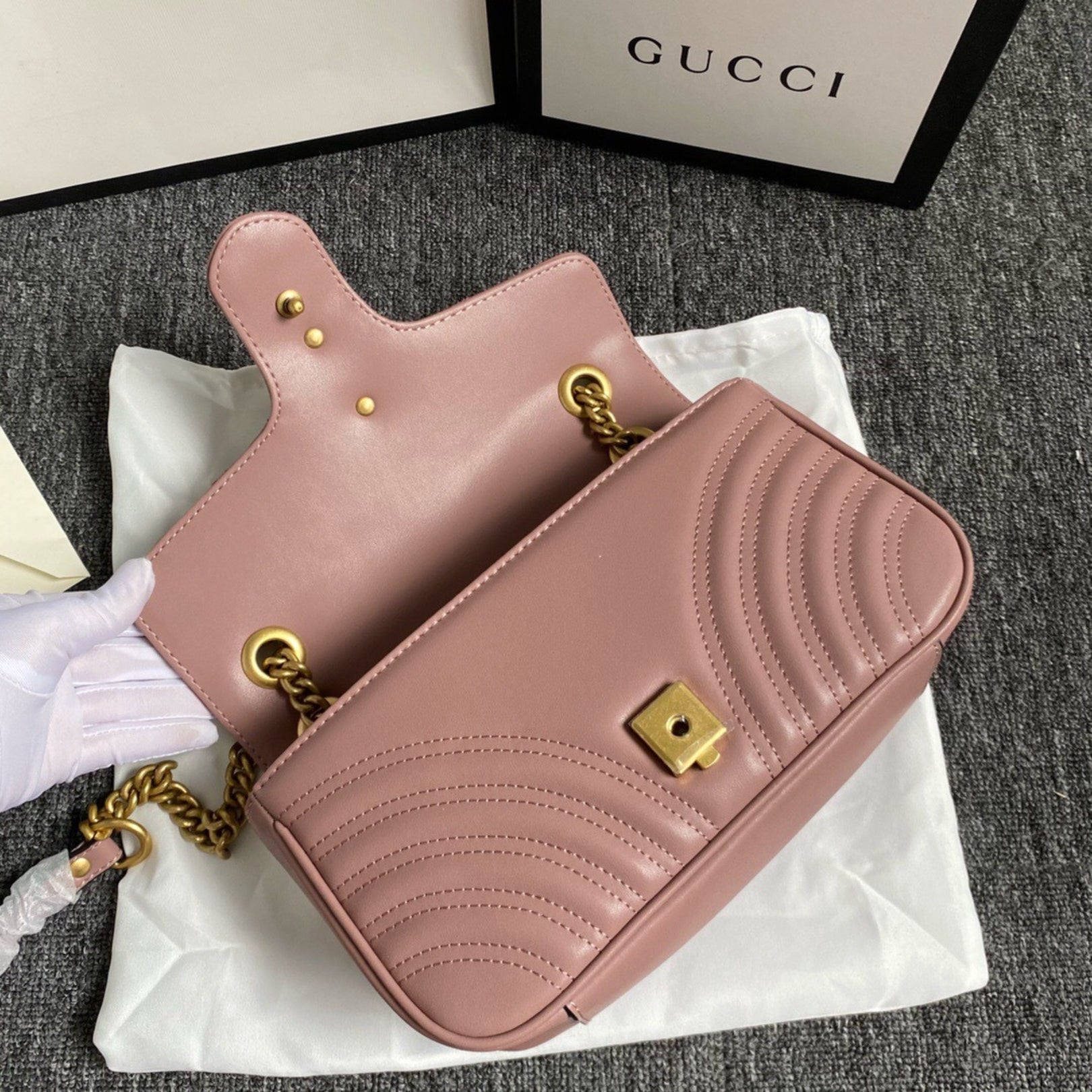 GG Marmont Small Dusty Pink Bag 26cm