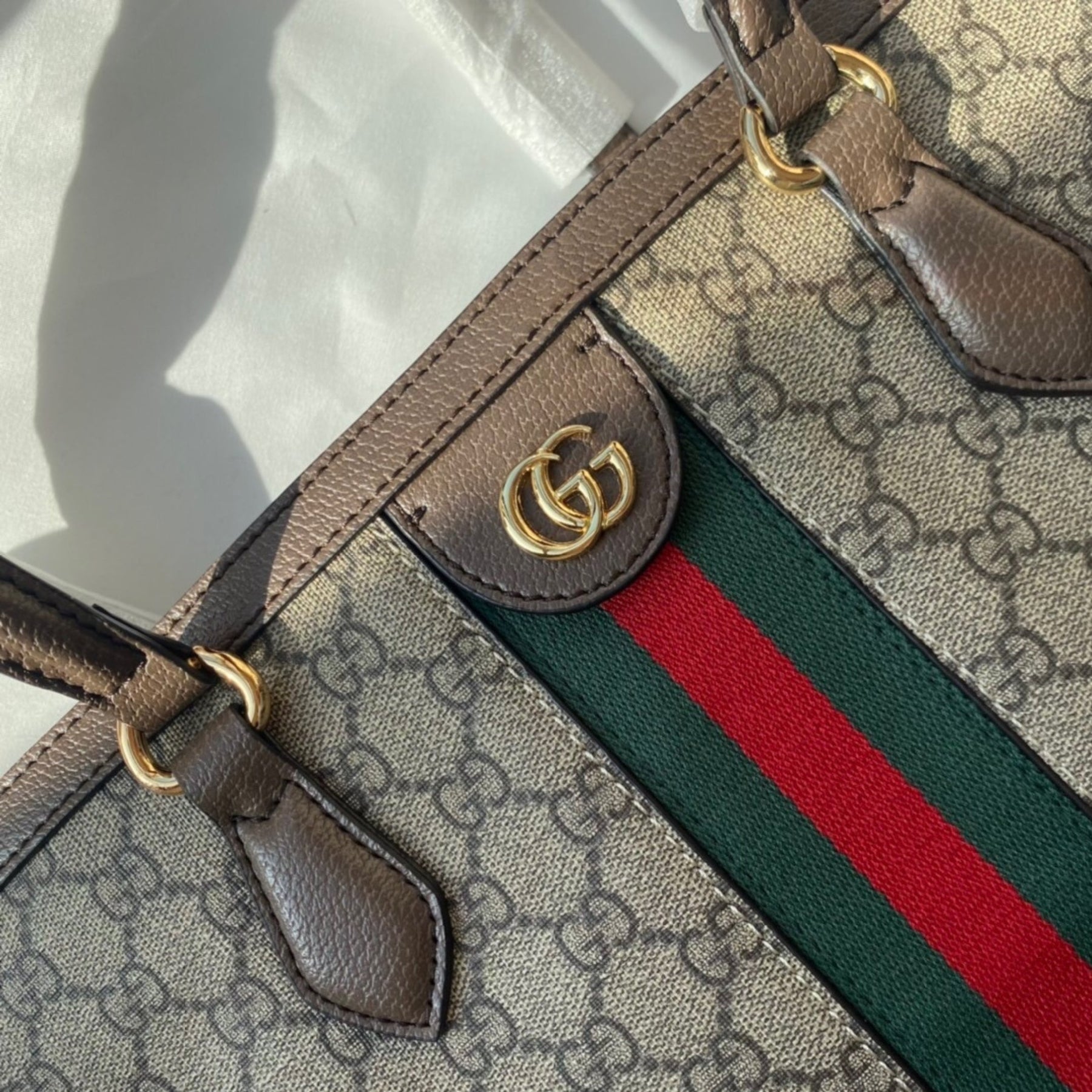 GG Ophidia Tote Media Supreme Beige Green and Red Web Bag