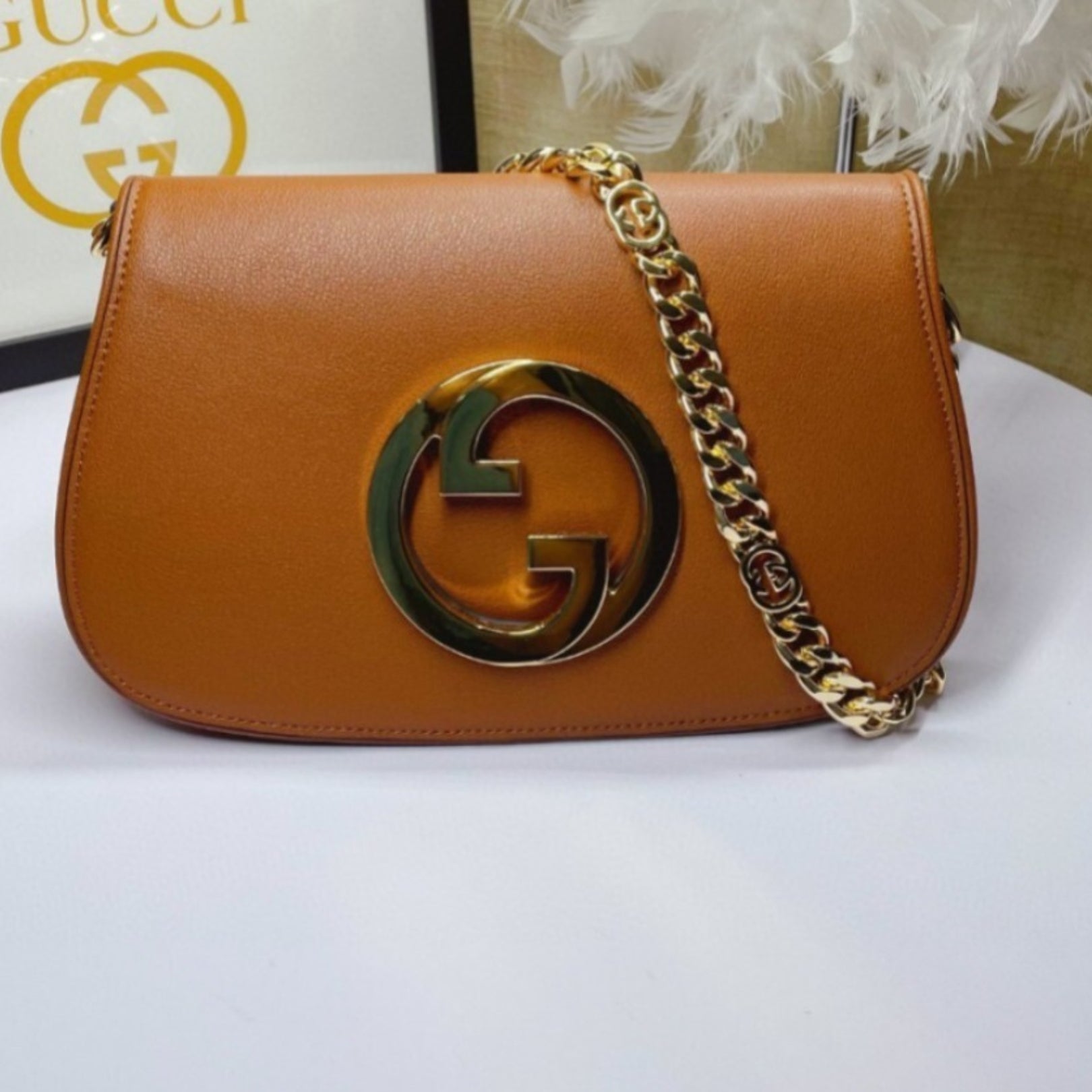 GG Blondie Brown Bag with Gold Logo