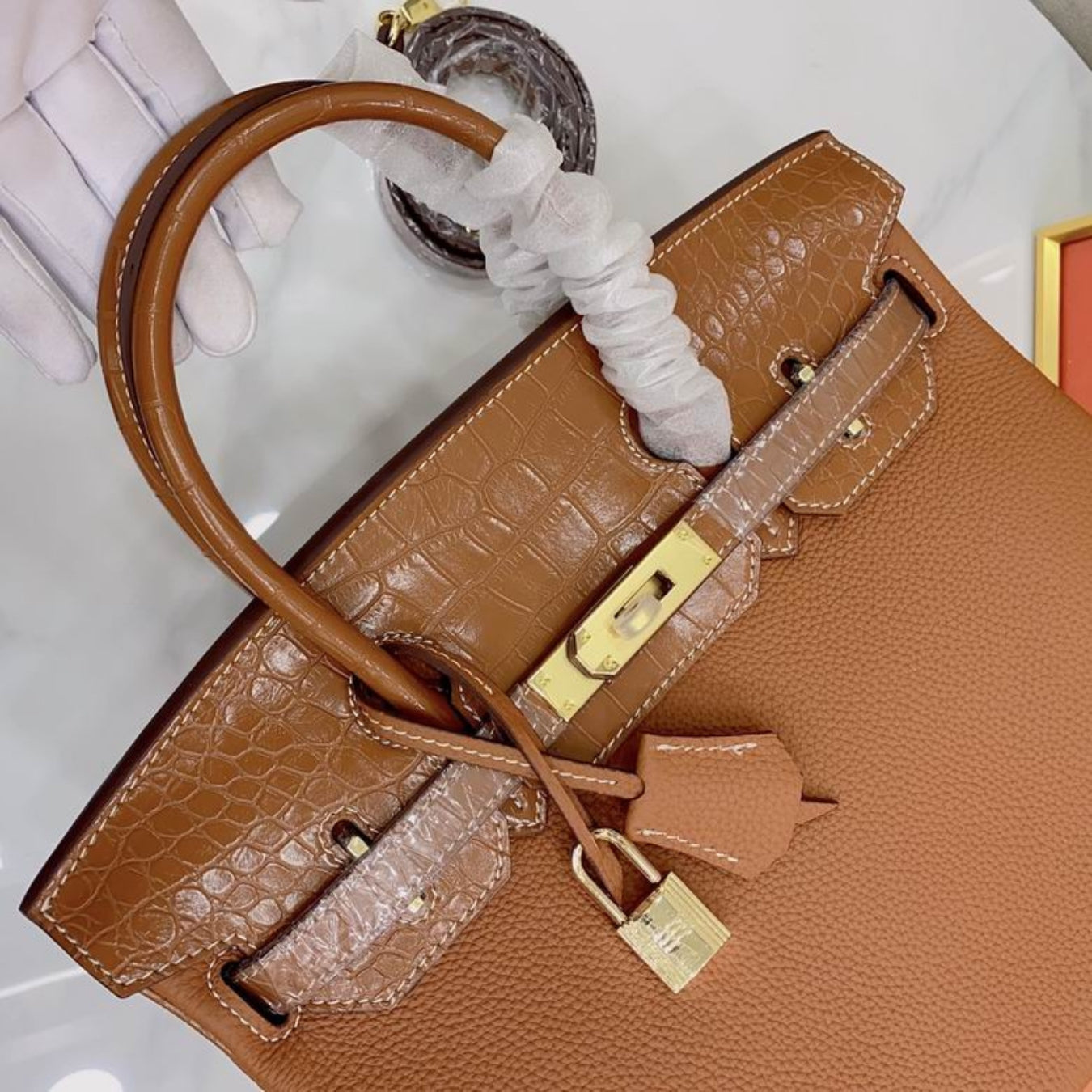 HRMS Birkin Caramel Bag