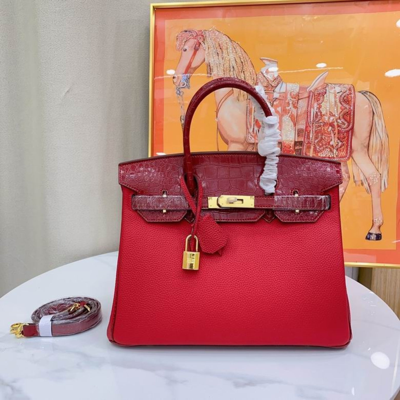 Red HRMS Birkin bag