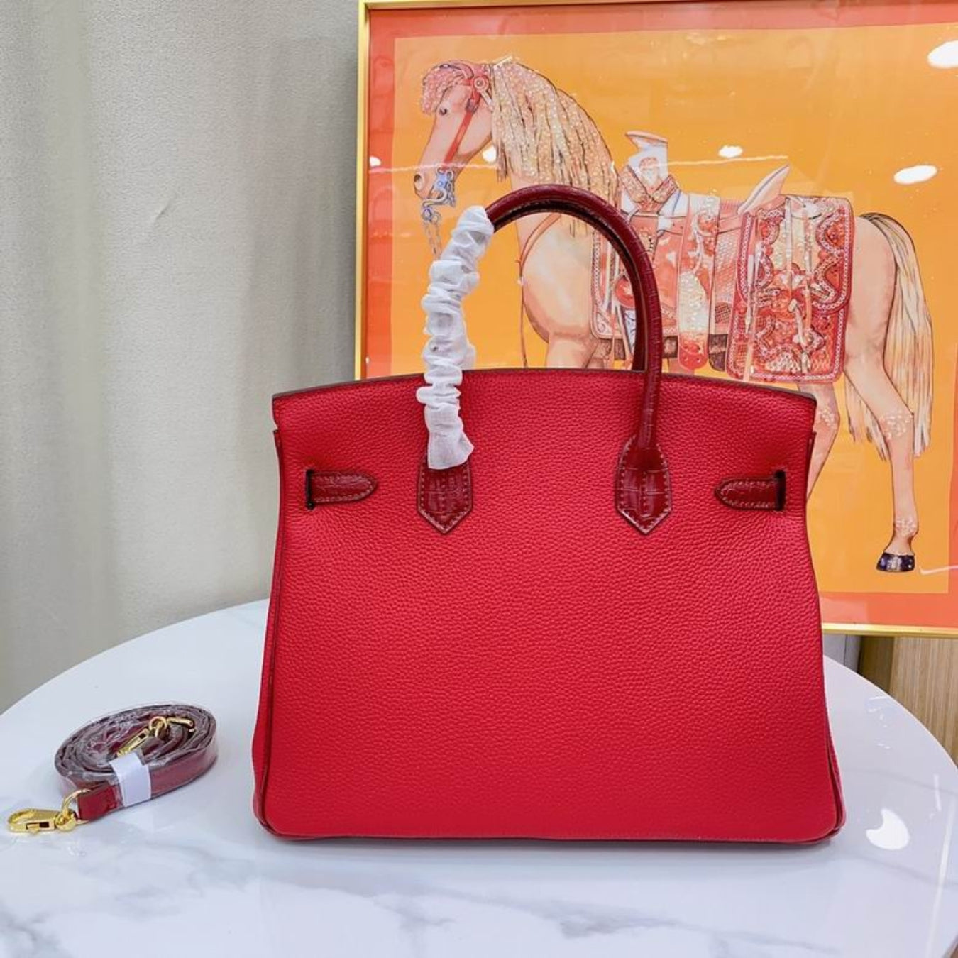 Red HRMS Birkin bag