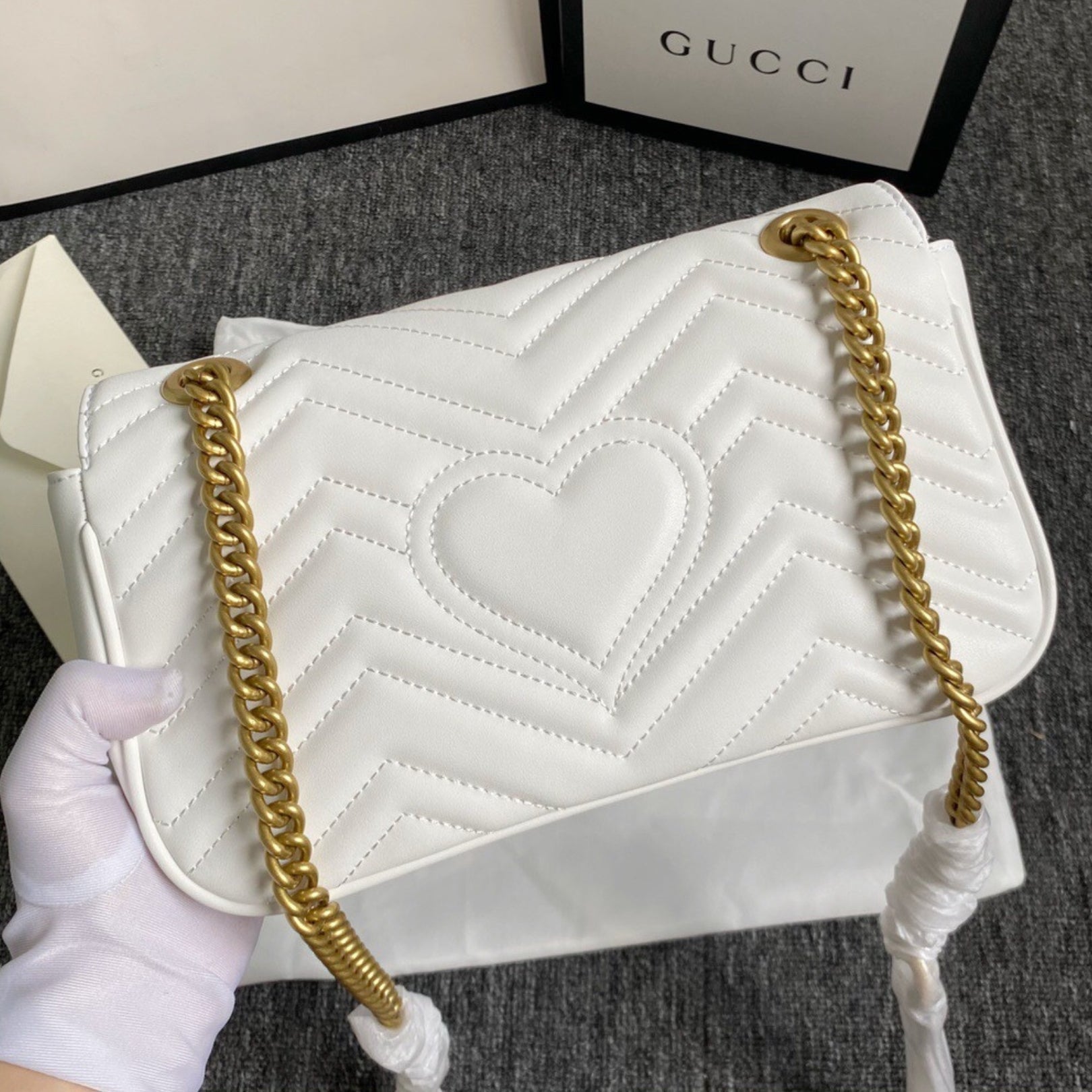 GG Marmont Small White Bag 26cm