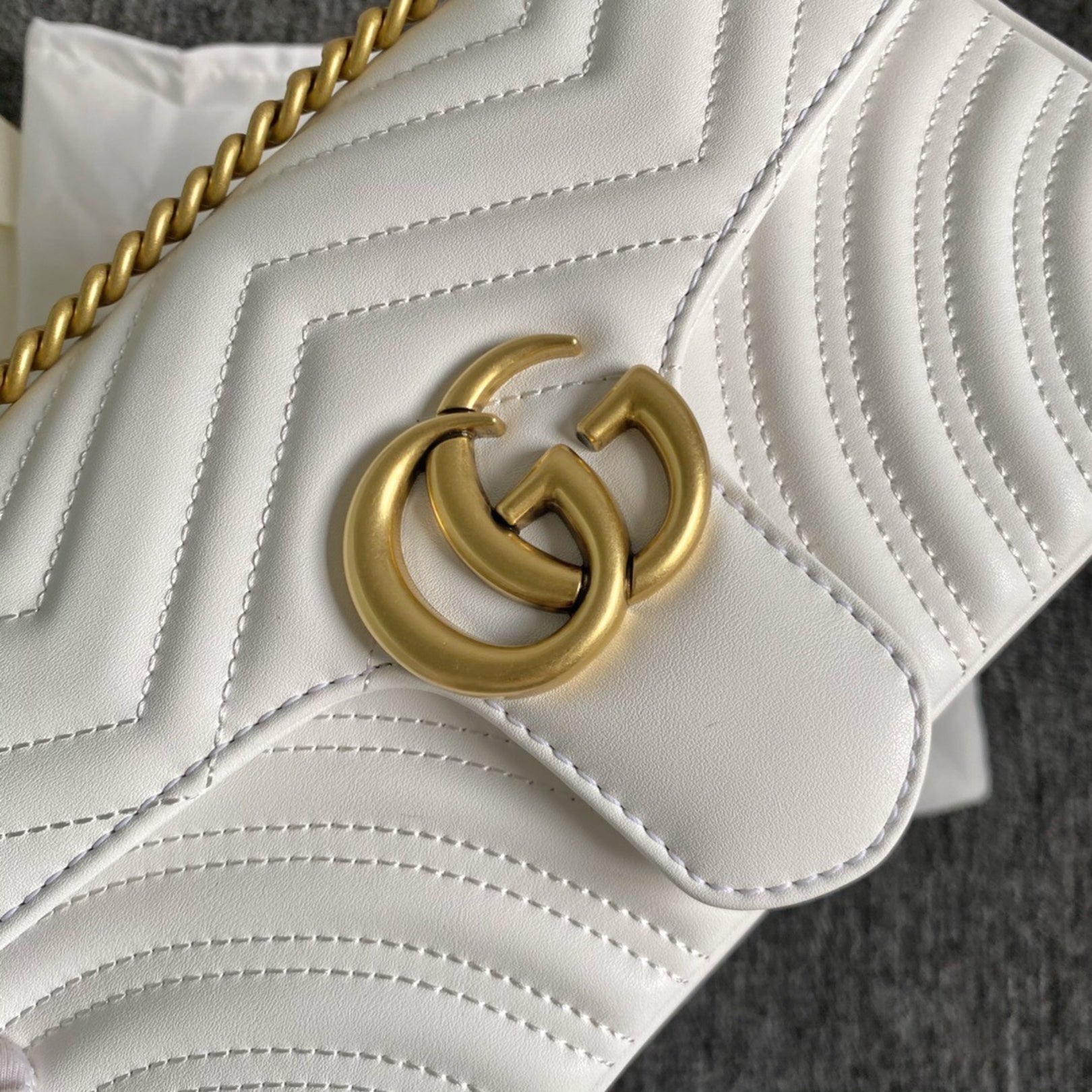 GG Marmont Small White Bag 26cm