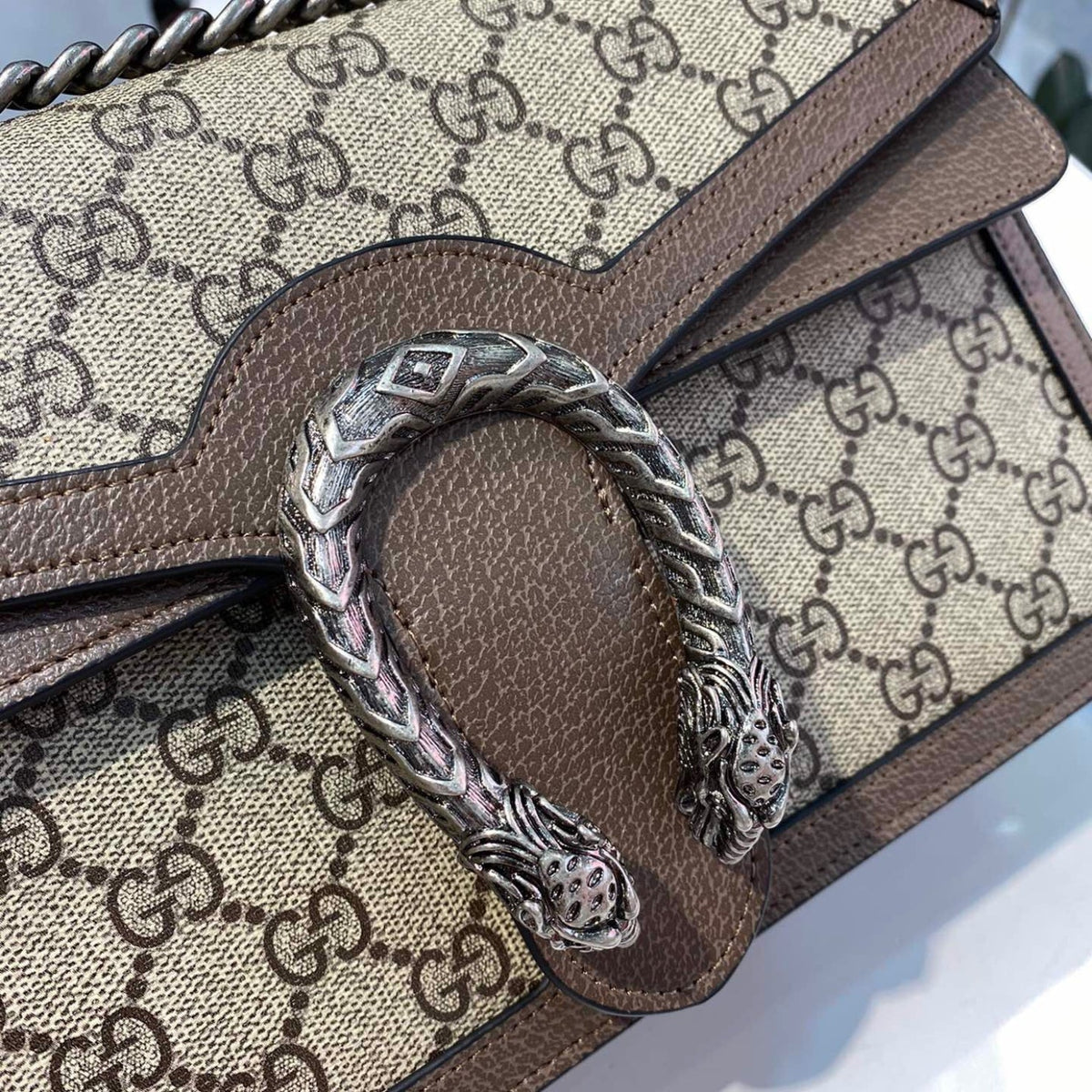 GG Dionysus brown and medium canvas bag 28cm