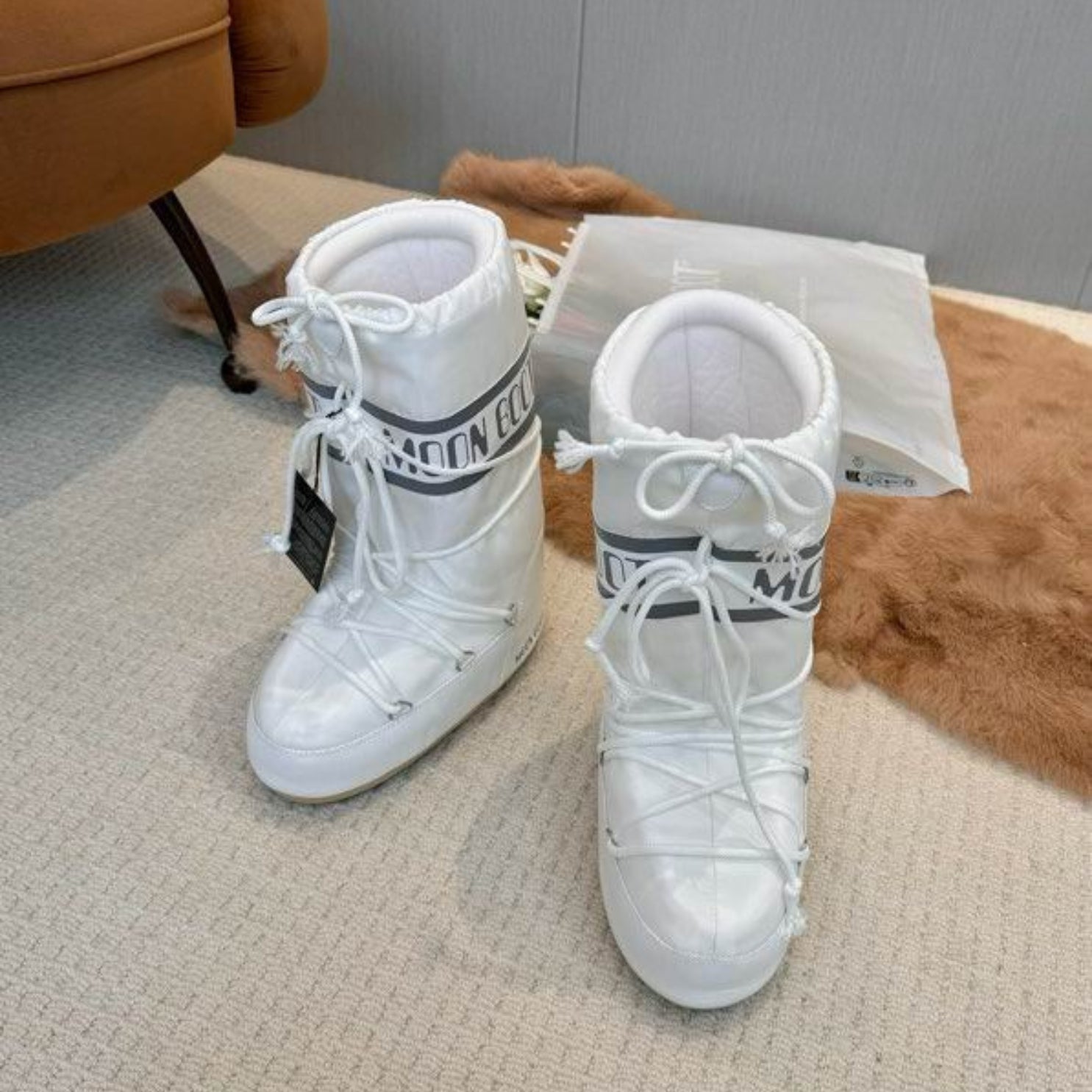Mboot Waterproof High White and Gray Boot
