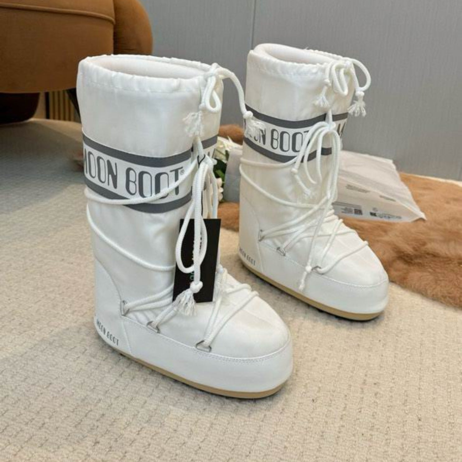 Mboot Waterproof High White and Gray Boot