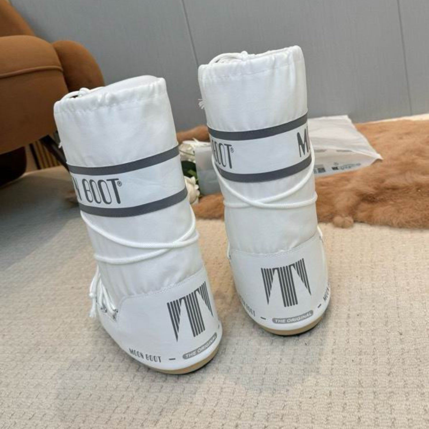Mboot Waterproof High White and Gray Boot