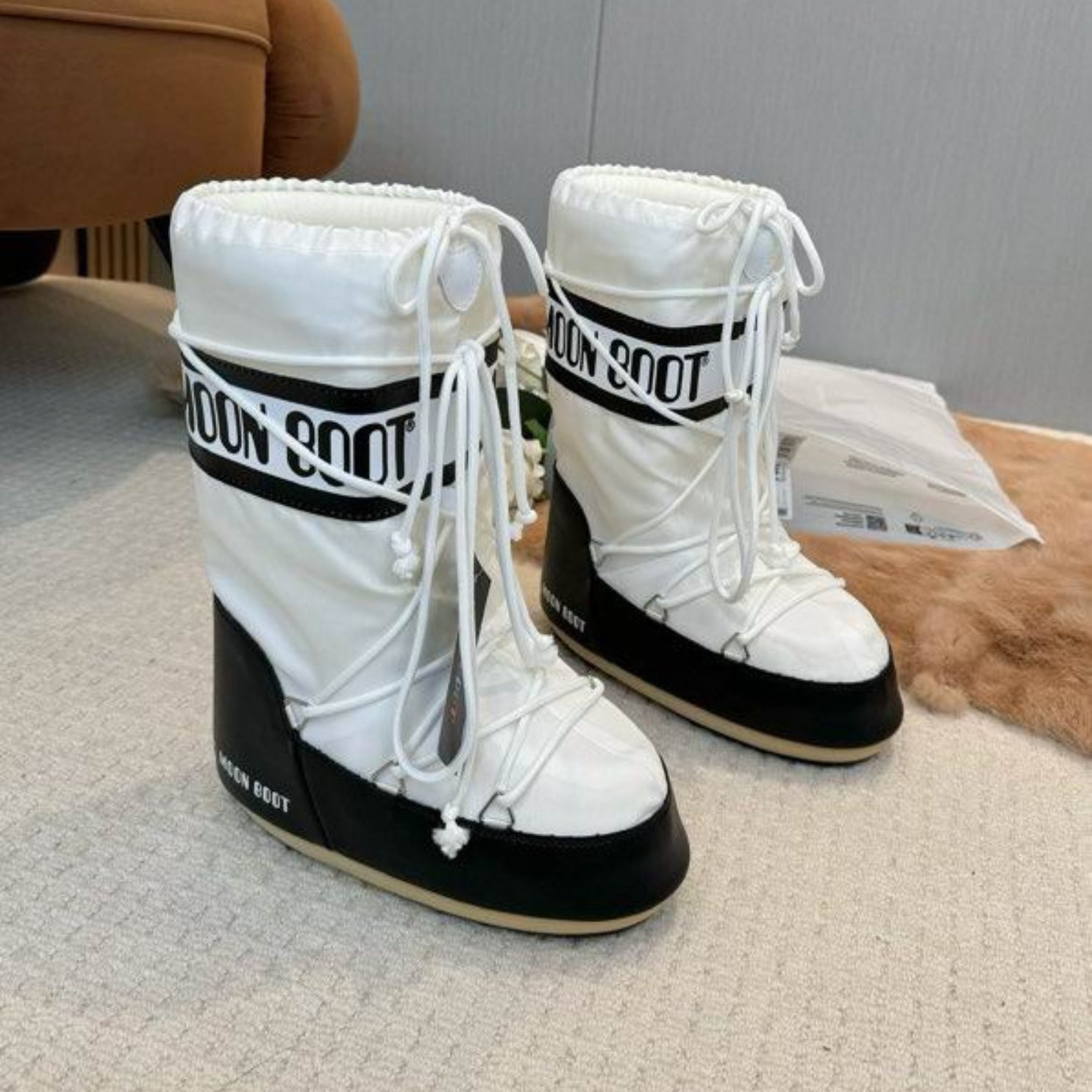 Mboot Waterproof High White and Black Boot