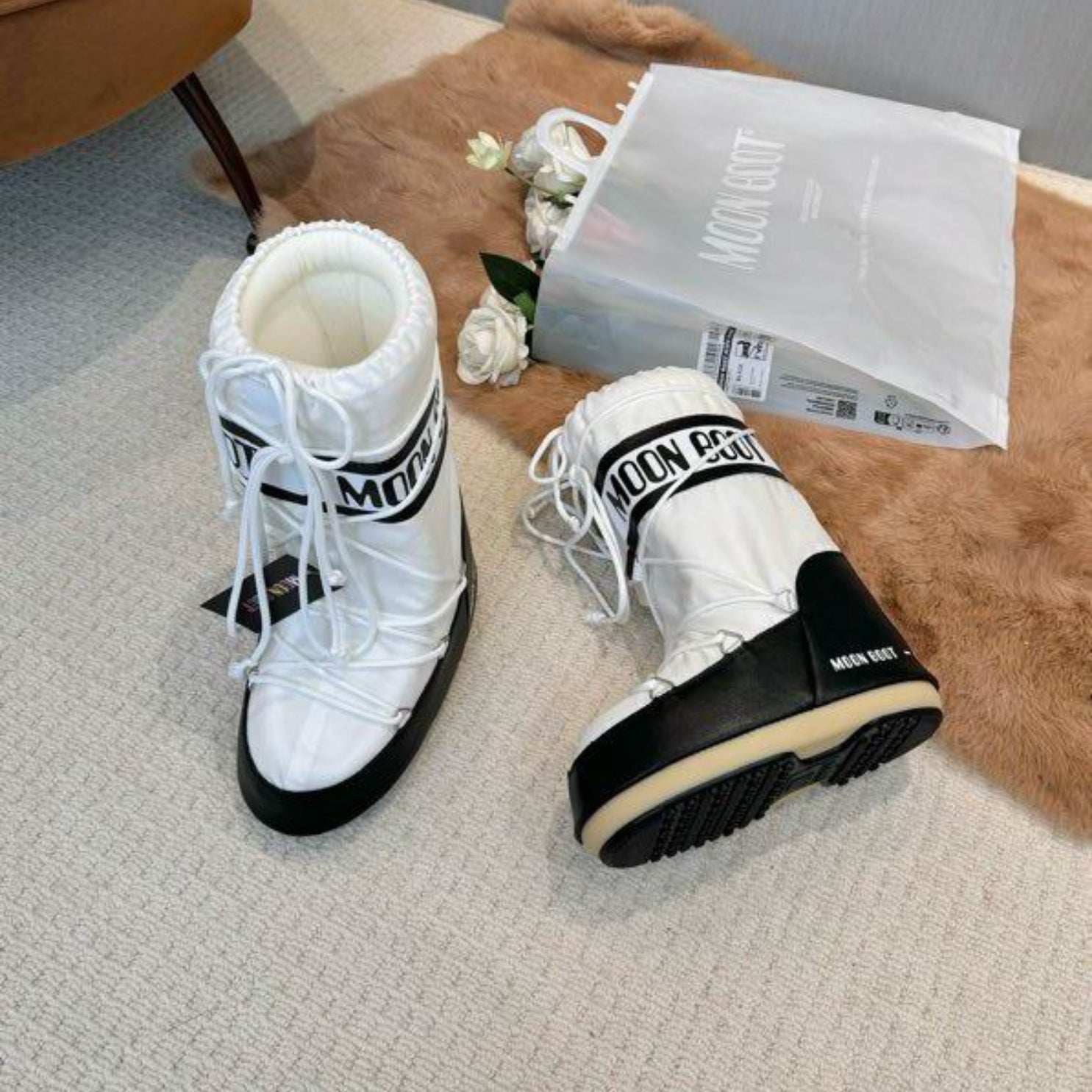 Mboot Waterproof High White and Black Boot