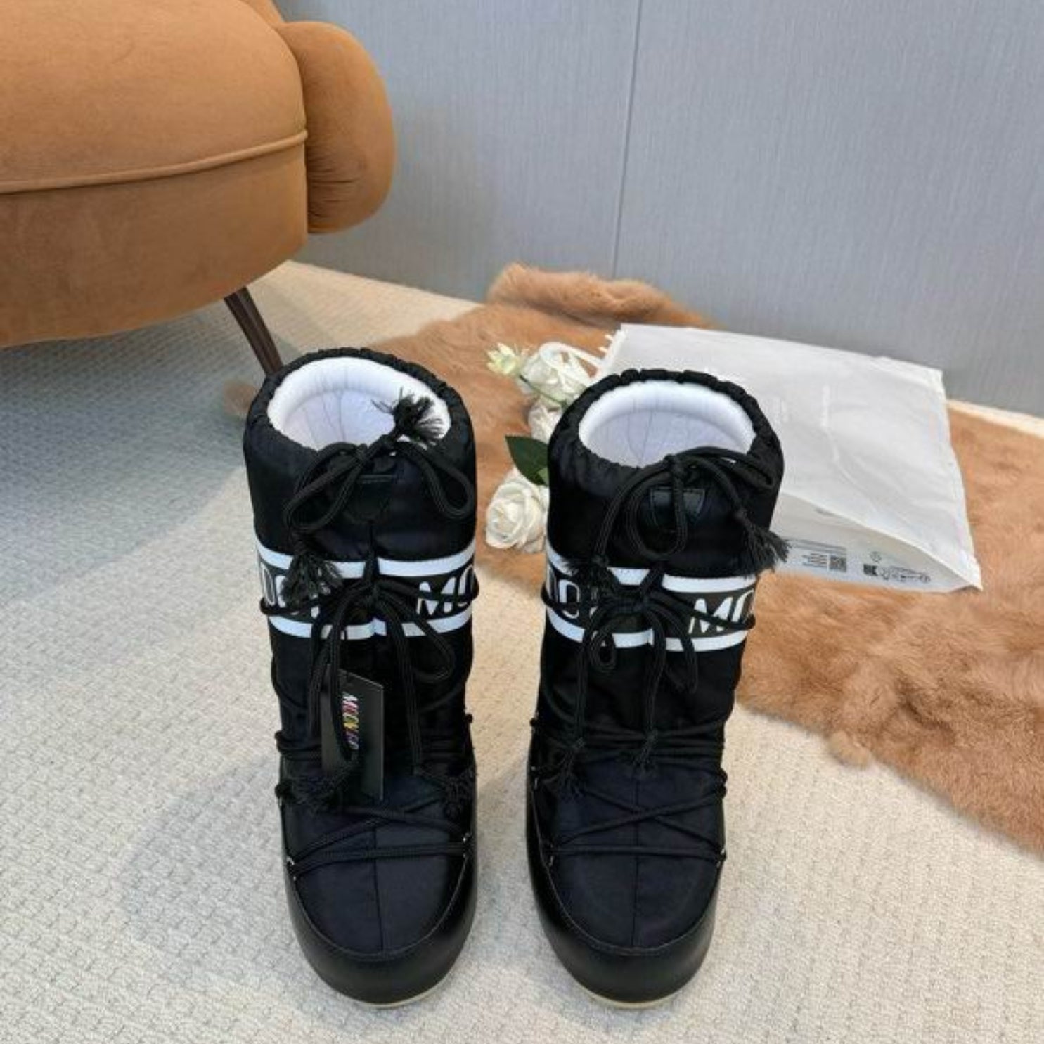 Mboot Waterproof High Black and White Boot