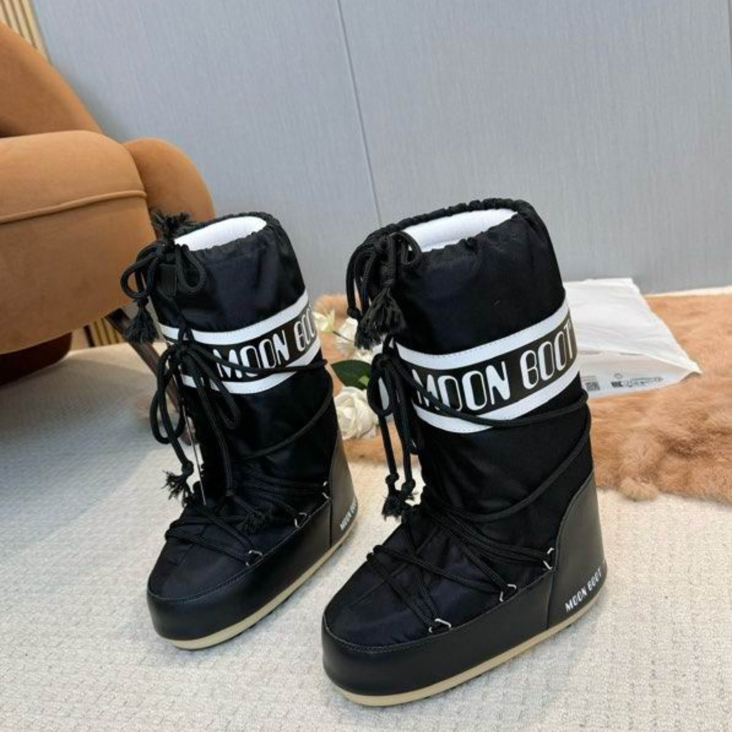 Mboot Waterproof High Black and White Boot