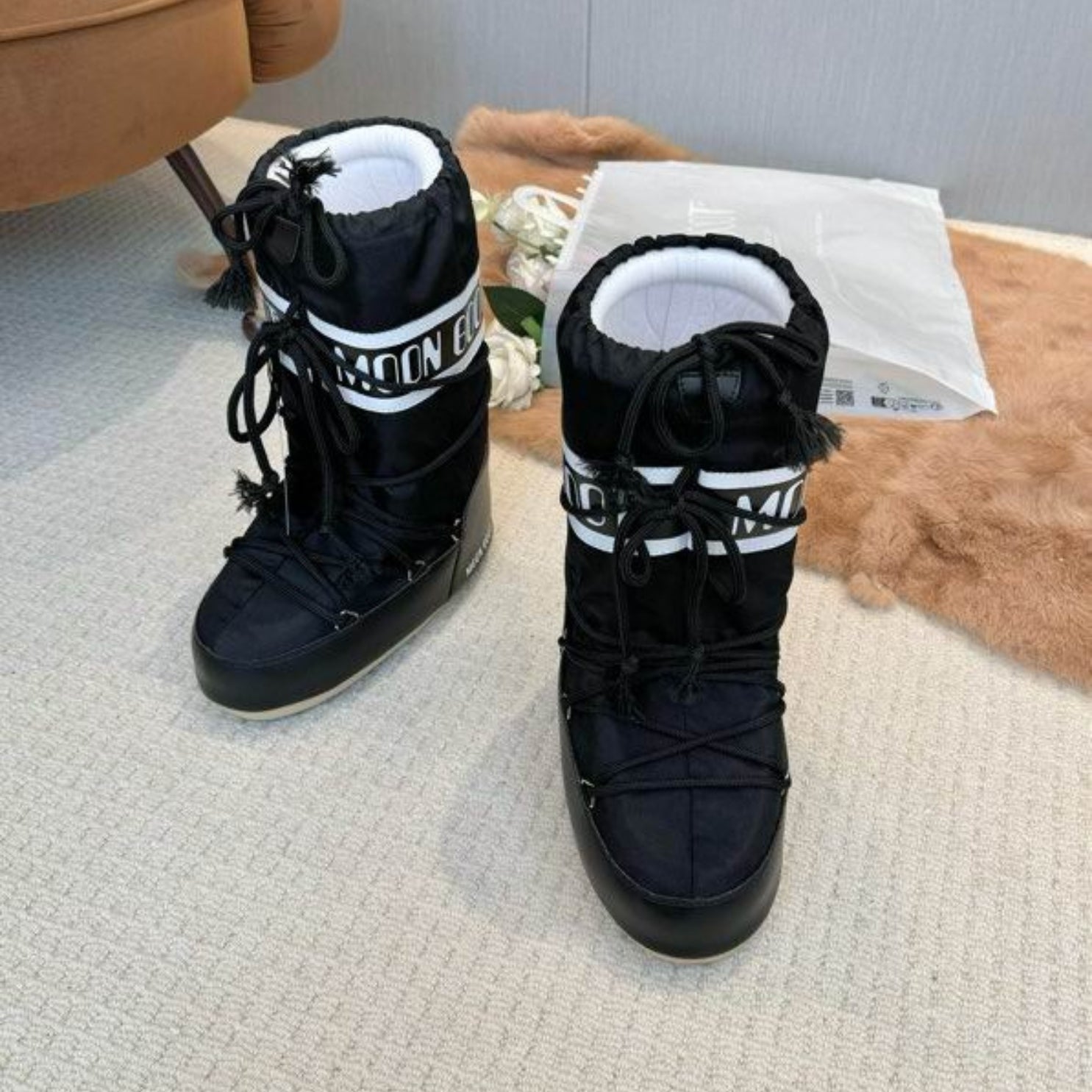 Mboot Waterproof High Black and White Boot