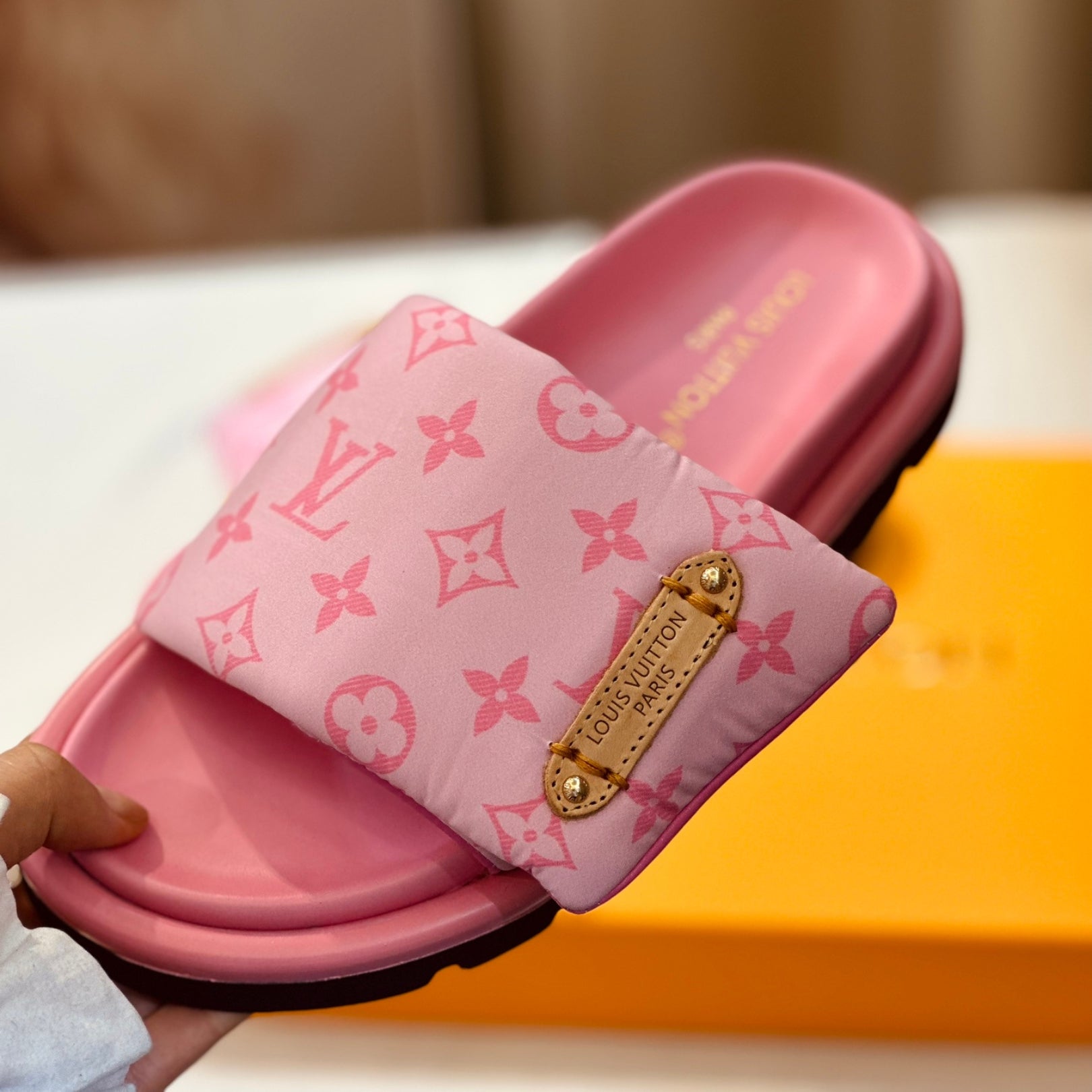 Lv Pool Pillow Flat Comfort Pink Flip Flops
