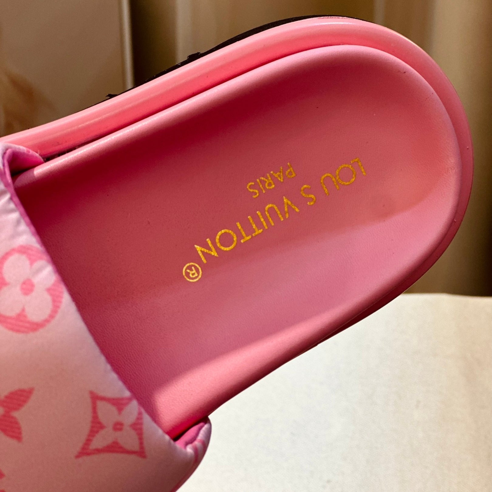 Lv Pool Pillow Flat Comfort Pink Flip Flops