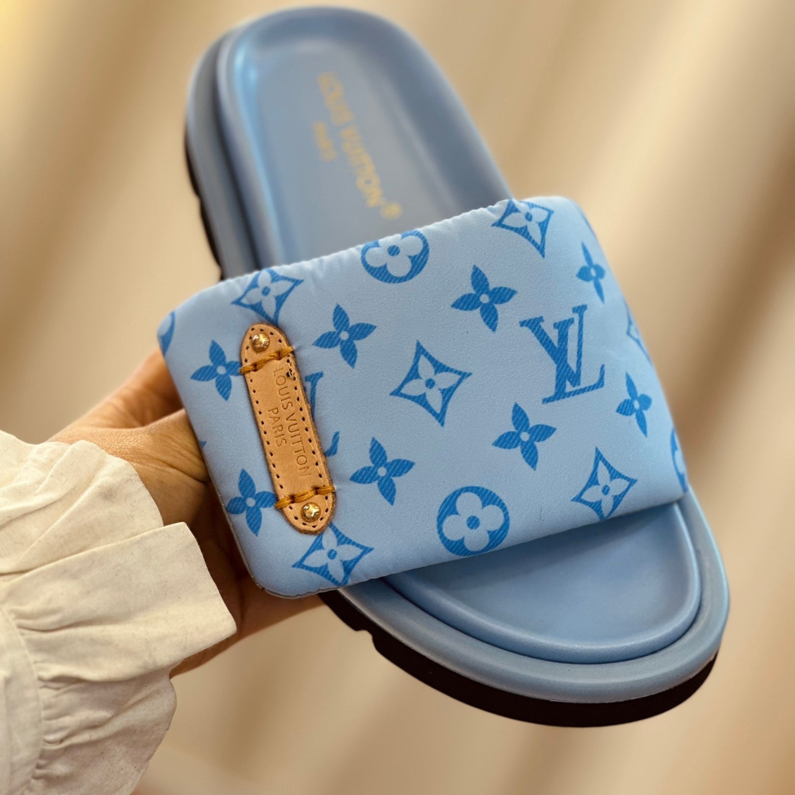 Lv Pool Pillow Flat Comfort Blue Flip Flops