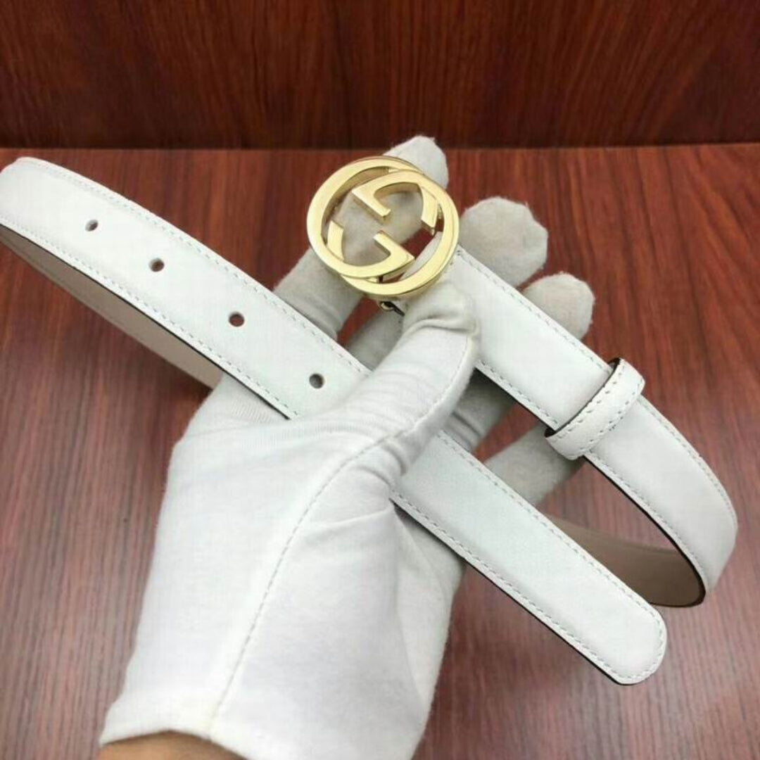 GG White Belt with Gold 2.5cm wide