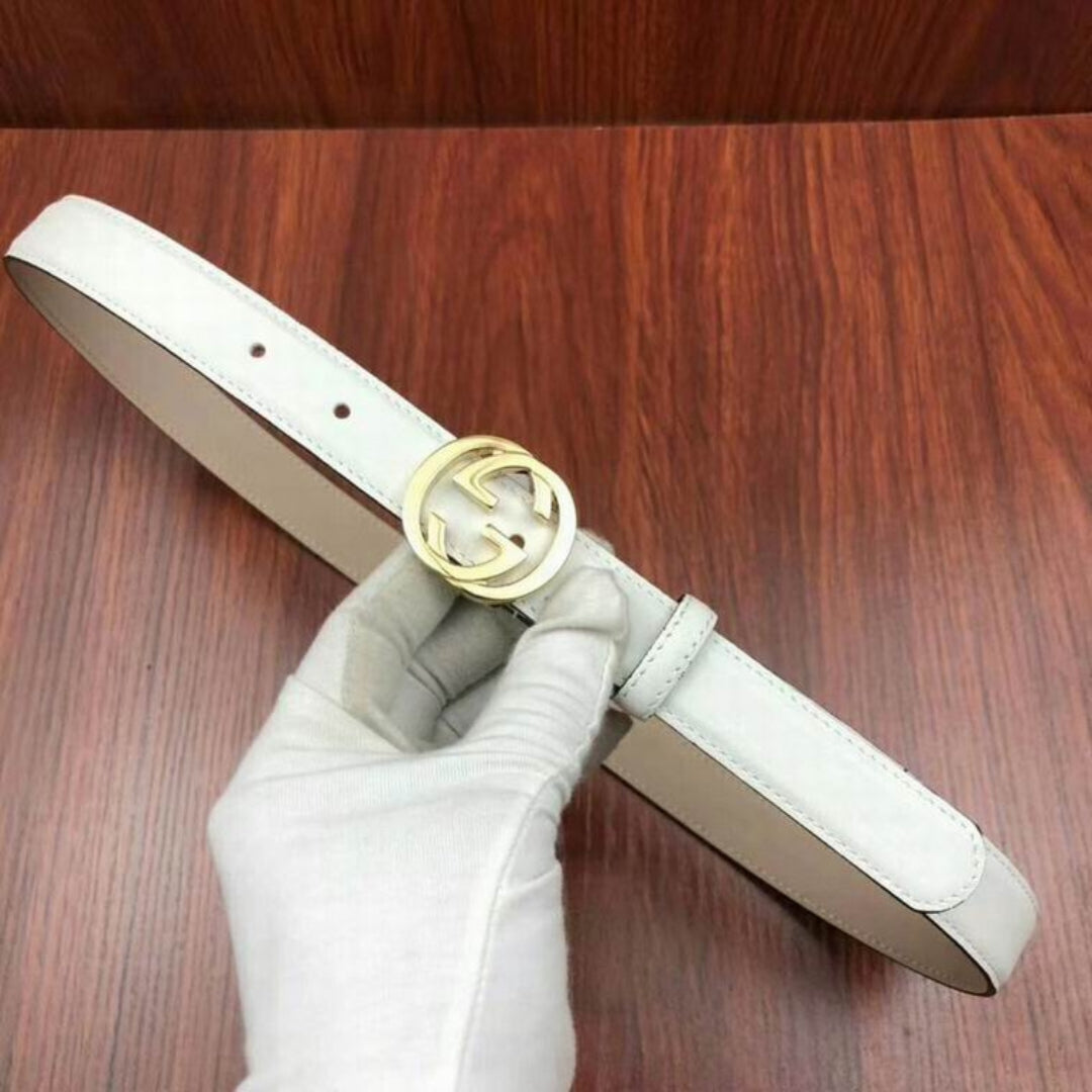 GG White Belt with Gold 2.5cm wide
