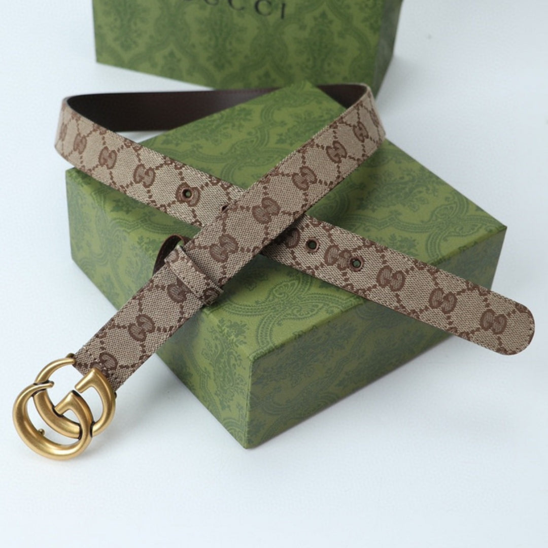 GG Canvas Belt with Gold 3cm wide
