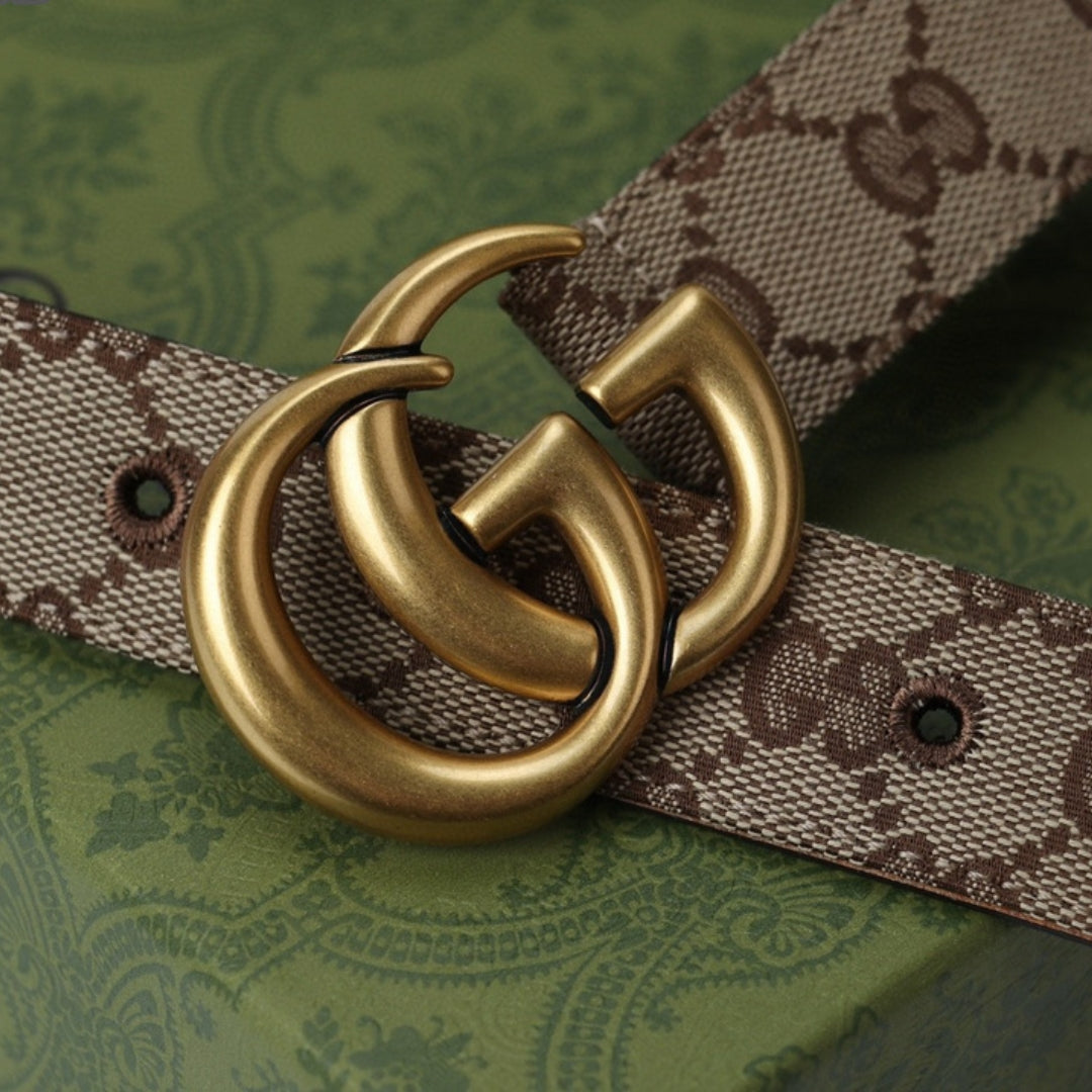 GG Canvas Belt with Gold 3cm wide