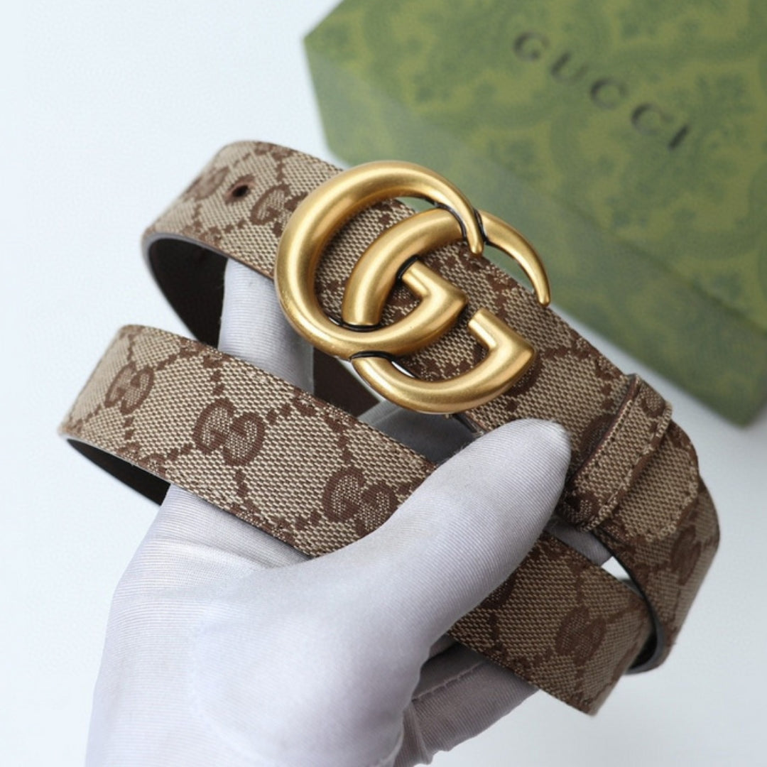 GG Canvas Belt with Gold 3cm wide