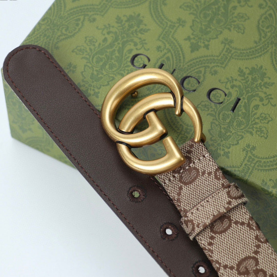 GG Canvas Belt with Gold 3cm wide