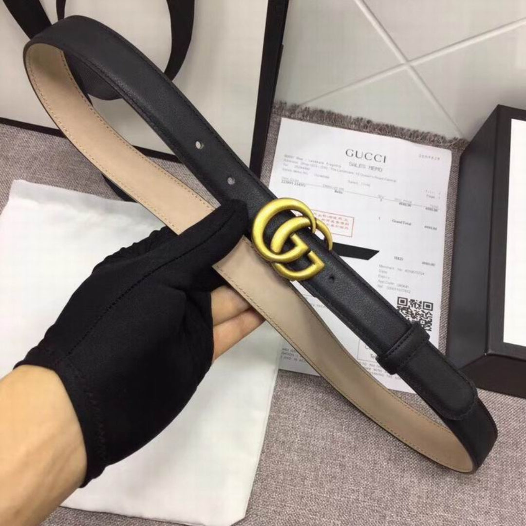 GG Black Belt with Gold 2.5cm wide