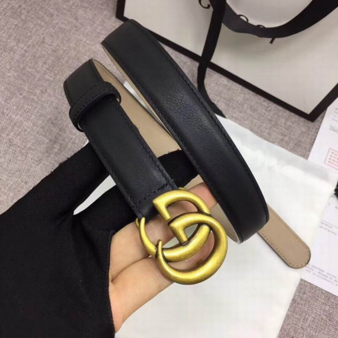 GG Black Belt with Gold 2.5cm wide
