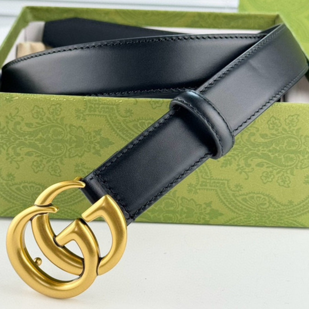 GG Black Belt with Gold 3cm wide