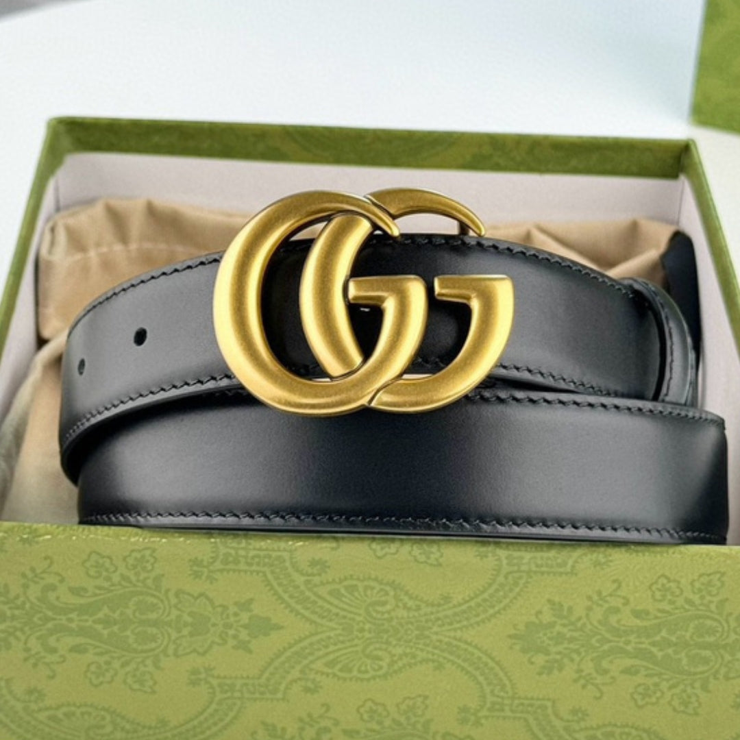 GG Black Belt with Gold 3cm wide