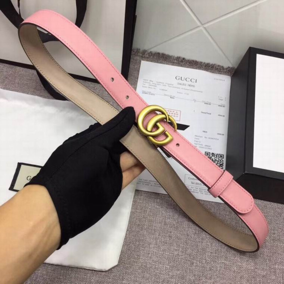 GG Pink Belt with Gold 2.5cm wide