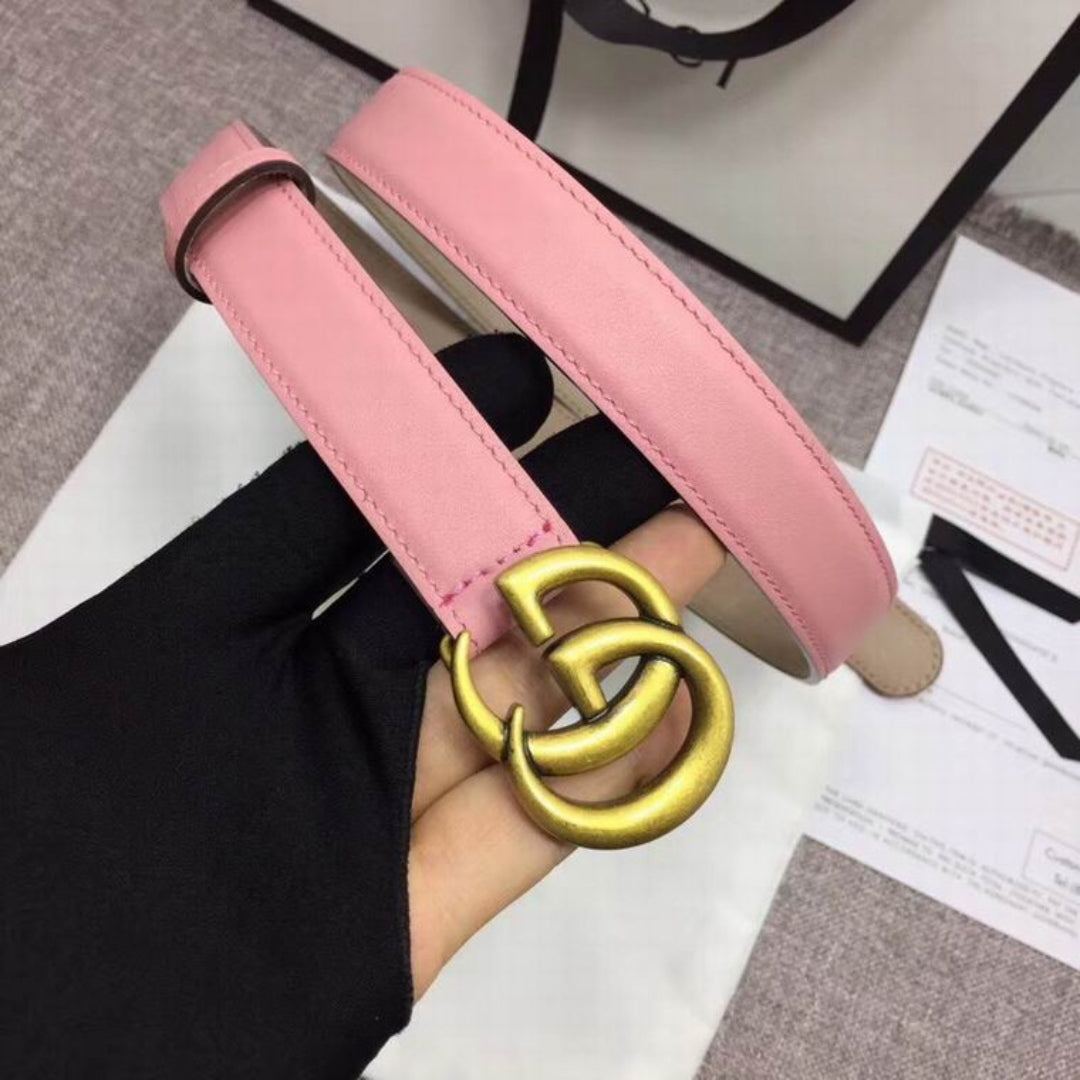 GG Pink Belt with Gold 2.5cm wide