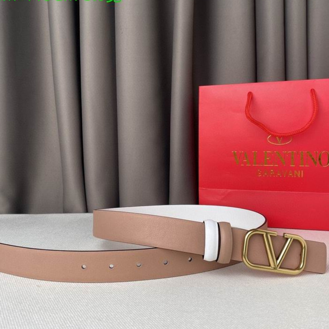 VLTN Double-sided Belt Small White and Rose Gold 2cm wide