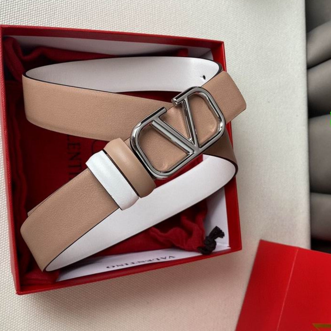 VLTN Double-sided Belt Small Rose and White Silver 2cm wide