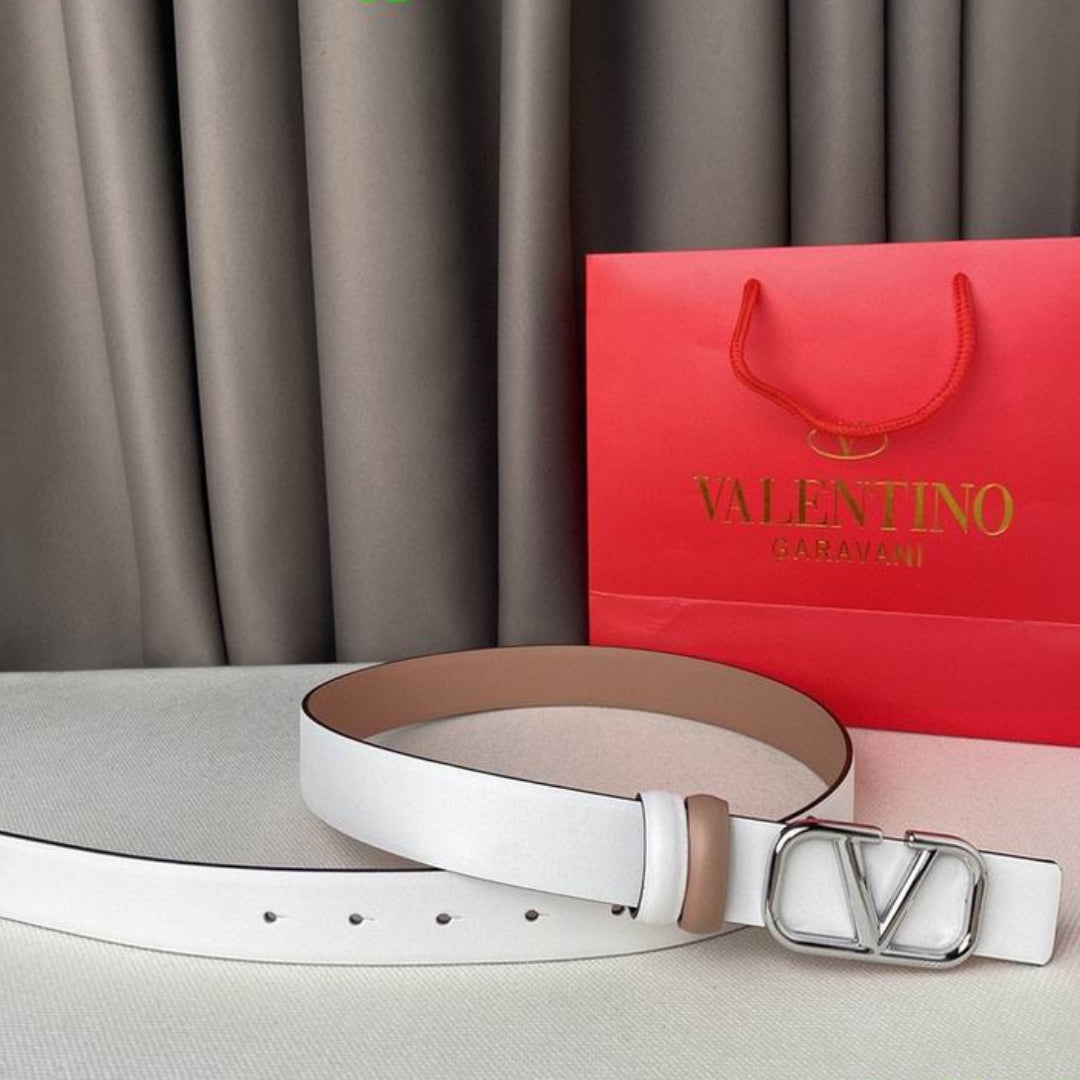 VLTN Double-sided Belt Small Rose and White Silver 2cm wide