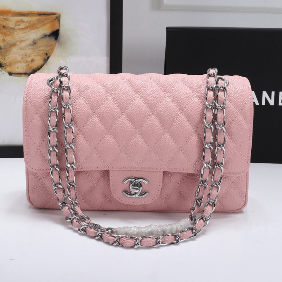 CHN Classic Bag with Pink and Silver Details 25cm