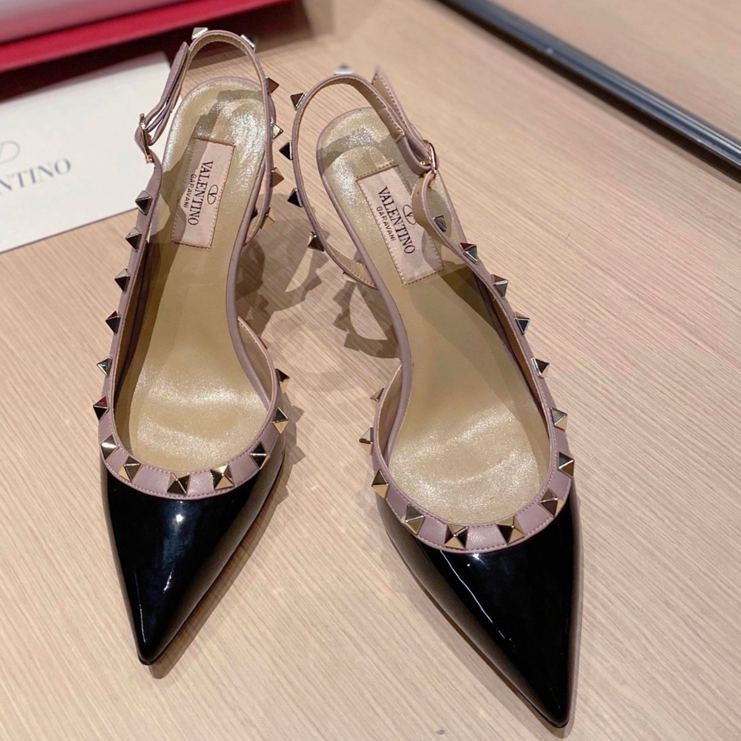 VLT Black Leather Pumps with Side Details, 9cm Heel