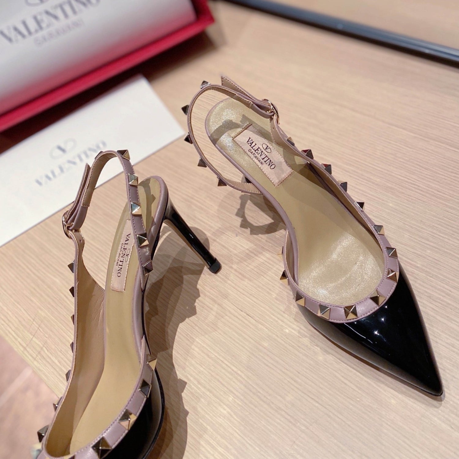 VLT Black Leather Pumps with Side Details, 9cm Heel